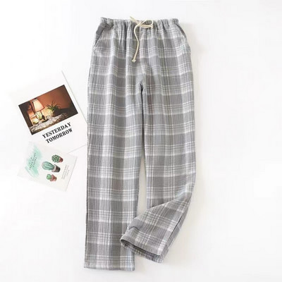 Naiste ruuduline pidžaamapüksid, uued naiste kevad/suvised 100% puuvillased krepppüksid vabaaja magamispüksid naiste salongis kodukandmine