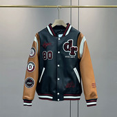 2022 Ανδρικές ραφές πιλότων για άντρες φθινοπώρου και χειμώνα, αμερικανικό PU δερμάτινο μπουφάν με κεντημένο ανδρικό μπουφάν με στολές μπέιζμπολ 5388302