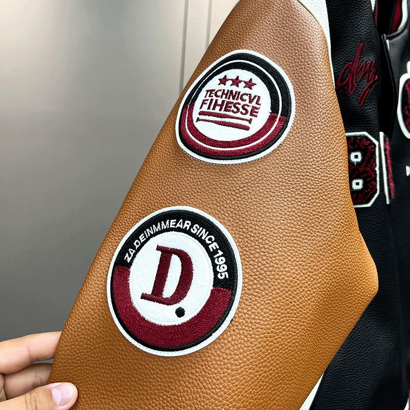 2022 Ανδρικές ραφές πιλότων για άντρες φθινοπώρου και χειμώνα, αμερικανικό PU δερμάτινο μπουφάν με κεντημένο ανδρικό μπουφάν με στολές μπέιζμπολ 5388302