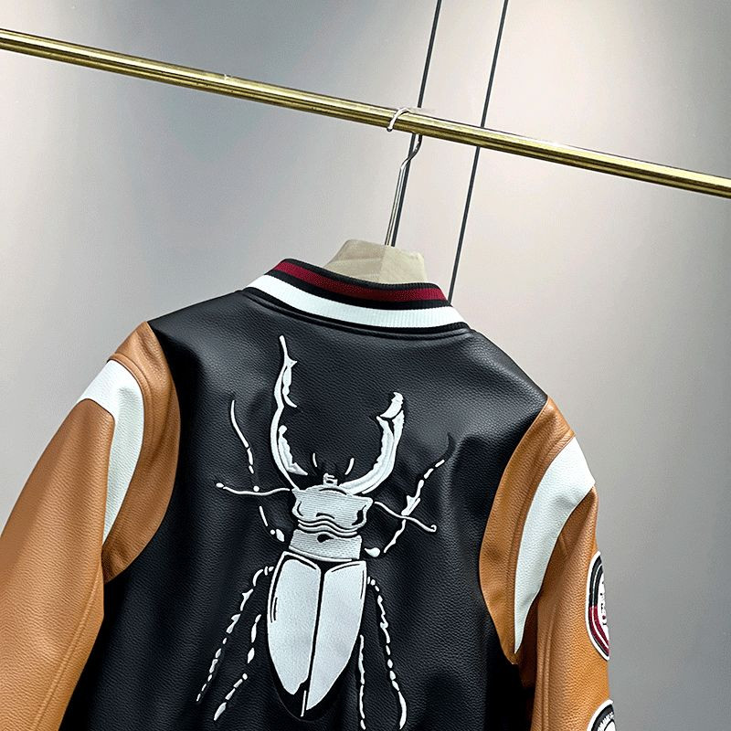 2022 Ανδρικές ραφές πιλότων για άντρες φθινοπώρου και χειμώνα, αμερικανικό PU δερμάτινο μπουφάν με κεντημένο ανδρικό μπουφάν με στολές μπέιζμπολ 5388302