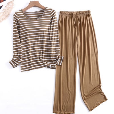 Fdfklak Modal Triibuline koduteenindusülikond kevad-sügis, uus naiste ööbik rinnapadjaga 2-osalised salongikomplektid naistele XXL