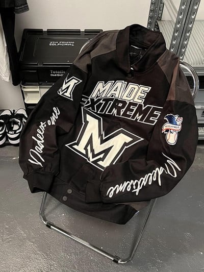 Gmiixder Ameerika Tänavavõidujope Meeste Naiste Lahedad Nišš Tikand Mootorratas Pesapallivorm Unisex Punk Kirjaga Tänavarõivad