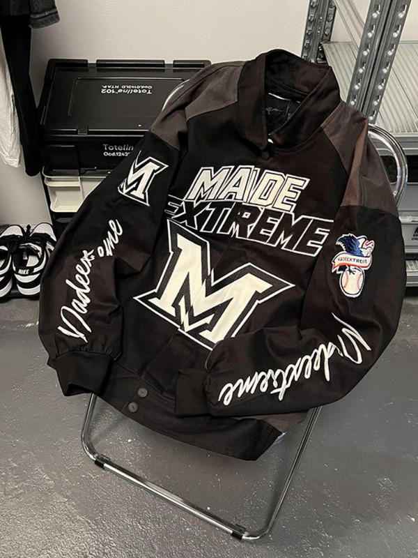 Gmiixder Ameerika Tänavavõidujope Meeste Naiste Lahedad Nišš Tikand Mootorratas Pesapallivorm Unisex Punk Kirjaga Tänavarõivad