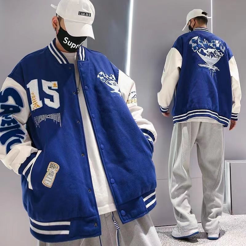 2022. aasta New American Letter Flocking Tikitud jakid Mantlid Meeste Y2K Street Hip Hop Wild Baseballi vormiriietus Paari vabaaja jakid