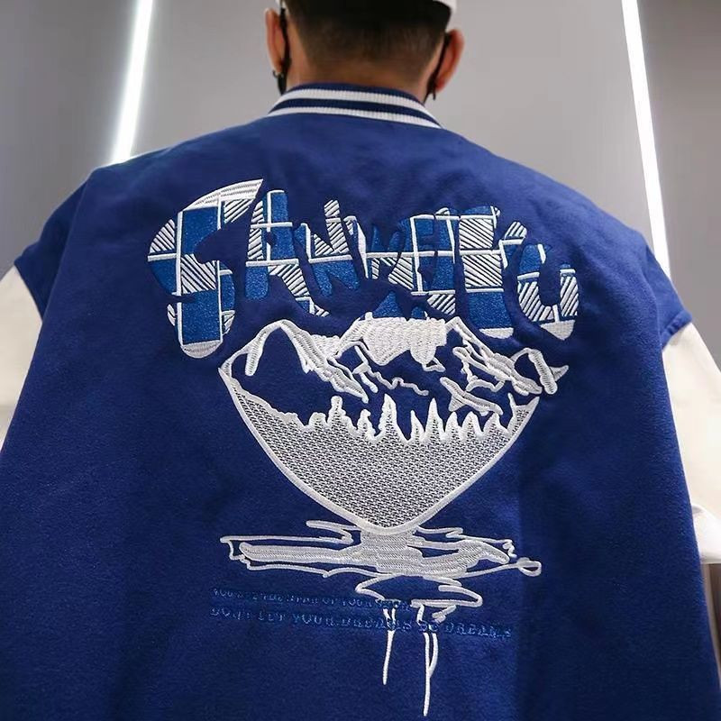 2022. aasta New American Letter Flocking Tikitud jakid Mantlid Meeste Y2K Street Hip Hop Wild Baseballi vormiriietus Paari vabaaja jakid