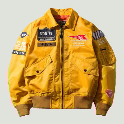 Jarné jesenné bombardéry, baseballové bundy, pánske outdoorové ležérne vzorované písmená, výšivky, voľné motocyklové pilotné kabáty, pánske streetwear