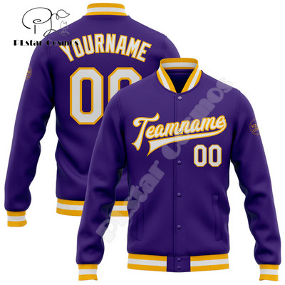 NewFashion Vlastné meno Číslo Logo Farebný graffiti vzor 3D Harajuku Streetwear Unisex Ležérny Botton Kabát Baseballová bunda 11