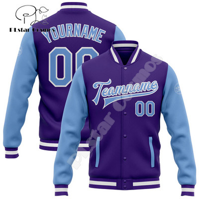 NewFashion Vlastné meno Číslo Logo Farebný graffiti vzor 3D Harajuku Streetwear Unisex Ležérny Botton Kabát Baseballová bunda 11