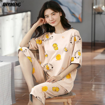 Suures suuruses naiste pidžaamad M-5XL põlvedeni vaba aja naiste magamisriided, uued suured daamid, elegantne lilledega trükitud pidžaama šikk koduülikond