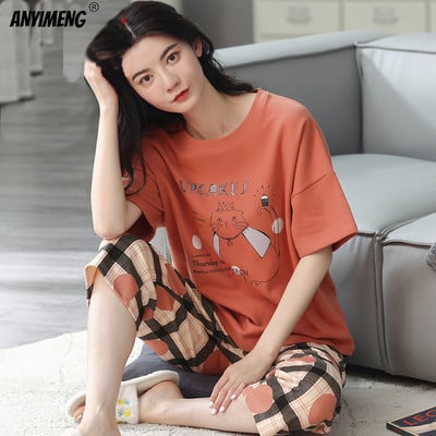 Suures suuruses naiste pidžaamad M-5XL põlvedeni vaba aja naiste magamisriided, uued suured daamid, elegantne lilledega trükitud pidžaama šikk koduülikond