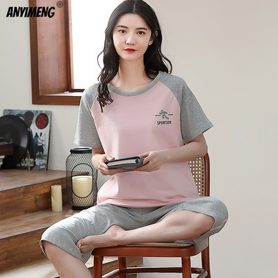 Suures suuruses naiste pidžaamad M-5XL põlvedeni vaba aja naiste magamisriided, uued suured daamid, elegantne lilledega trükitud pidžaama šikk koduülikond