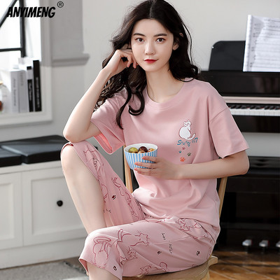 Suures suuruses naiste pidžaamad M-5XL põlvedeni vaba aja naiste magamisriided, uued suured daamid, elegantne lilledega trükitud pidžaama šikk koduülikond