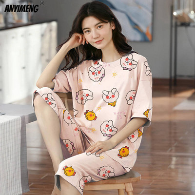 Suures suuruses naiste pidžaamad M-5XL põlvedeni vaba aja naiste magamisriided, uued suured daamid, elegantne lilledega trükitud pidžaama šikk koduülikond