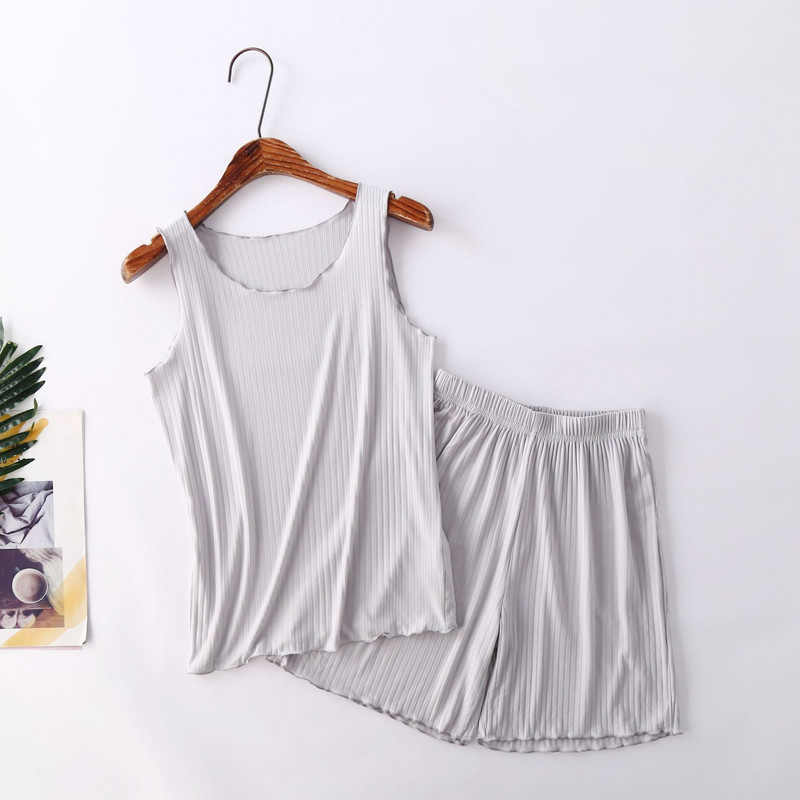 Nyári pizsama női új modális mellény rövidnadrág kétrészes koreai nagy méretű alkalmi pizsama öltöny vékony hálóruha Pijama Mujer