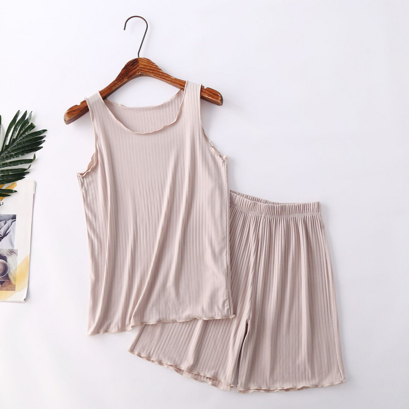 Nyári pizsama női új modális mellény rövidnadrág kétrészes koreai nagy méretű alkalmi pizsama öltöny vékony hálóruha Pijama Mujer