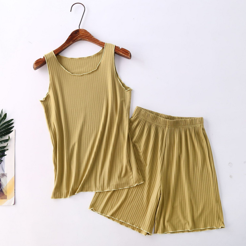 Nyári pizsama női új modális mellény rövidnadrág kétrészes koreai nagy méretű alkalmi pizsama öltöny vékony hálóruha Pijama Mujer
