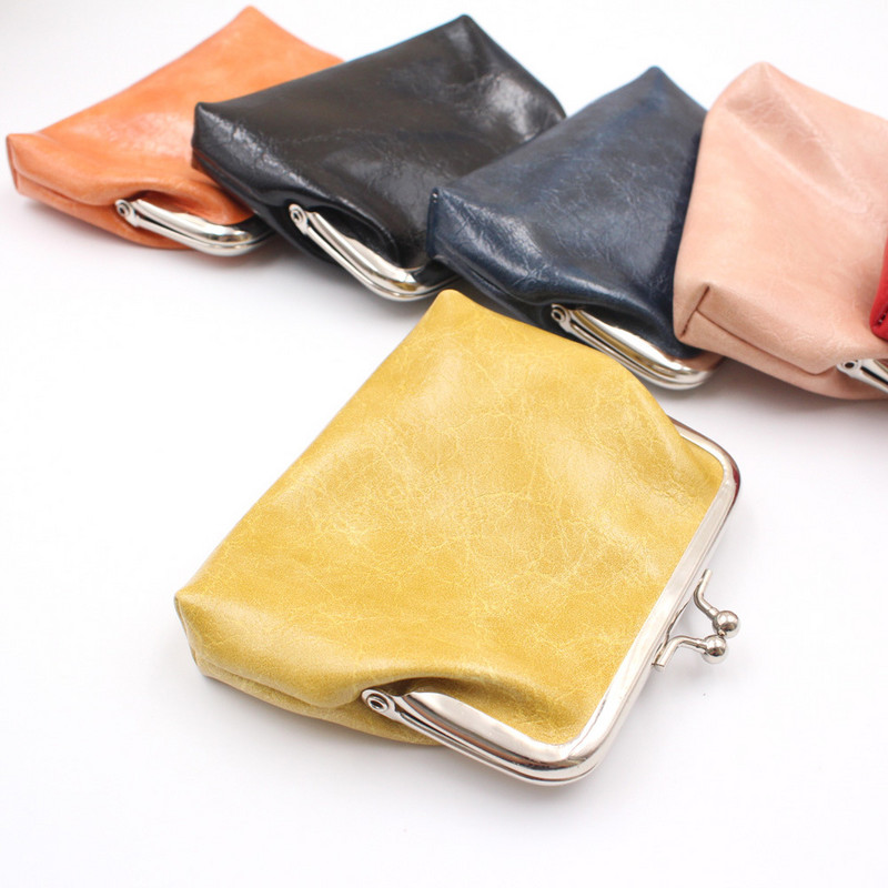 Poșetă pentru monede pentru femei, ceară cu ulei, portofel din piele PU, cu cataramă de 4 inci, mini portofel, geantă pentru monede, geantă de depozitare pentru ruj, poșetă pentru doamne, dropshipping