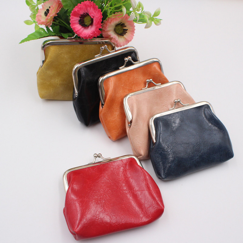 Poșetă pentru monede pentru femei, ceară cu ulei, portofel din piele PU, cu cataramă de 4 inci, mini portofel, geantă pentru monede, geantă de depozitare pentru ruj, poșetă pentru doamne, dropshipping