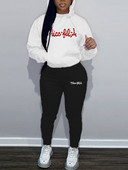 LW Plus Size Sügis-talv 2-osaline komplekt Kirjatrükiga Tasku dressikomplekt Casual Jogger Suit Dressipluus, Naise Pulloveri komplekt