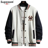 Supzoom Nový prírastok, bavlnený módny logo, jednoradový ležérny bomber, baseballová bunda, voľný kardigan