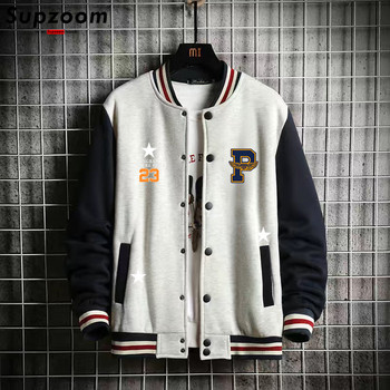 Supzoom New Arrival Fashion Fleece Casual Baseball Uniform Cotton Spliced Regular Rib Sleeve Brand Clothing Bomber Jacket Men