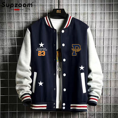 Supzoom New Arrival divat polár alkalmi baseball egyenruha pamut toldott normál bordás ujjú márkás ruházat bomber dzseki férfi