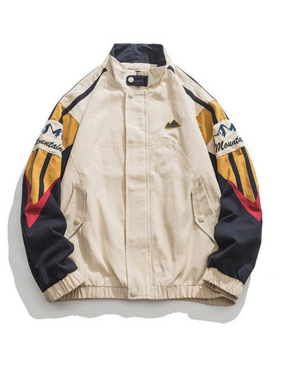 Gmiixder amerikai állógallér kabát férfi őszi High Street színes lyukasztó dzseki uniszex túlméretezett patchwork baseball egyenruha