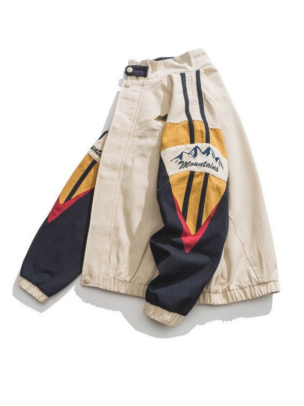 Gmiixder amerikai állógallér kabát férfi őszi High Street színes lyukasztó dzseki uniszex túlméretezett patchwork baseball egyenruha