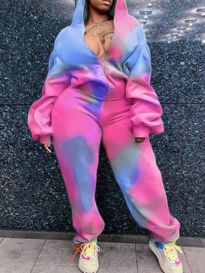 LW Plus Size Kaheosaline komplekt Kapuutsiga kaelarihmaga lipsuvärvi ülisuure spordidressi komplekt sügistalvel UUS soe 2tk komplekt vabaaja kapuutsiga dressid