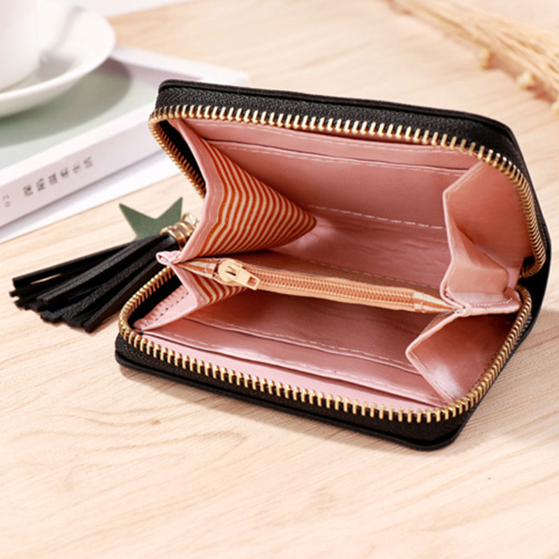1PC Peňaženka Dámska mini peňaženka so strapcami Roztomilá krátka zipsová krásna peňaženka z pu kože na mince Dámska peňaženka na ruku
