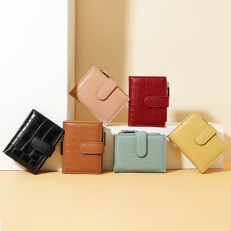 Model de piatră de modă Portofele mici din piele PU Pururi de monede pentru doamne Suport pentru carduri populare Mini portofele standard de design nou pentru femei
