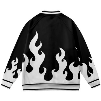 2022 New Flame Print Harajuku Baseball Sweatshirt Ежедневно бейзболно яке Мъжки/Женски улични зимни дрехи