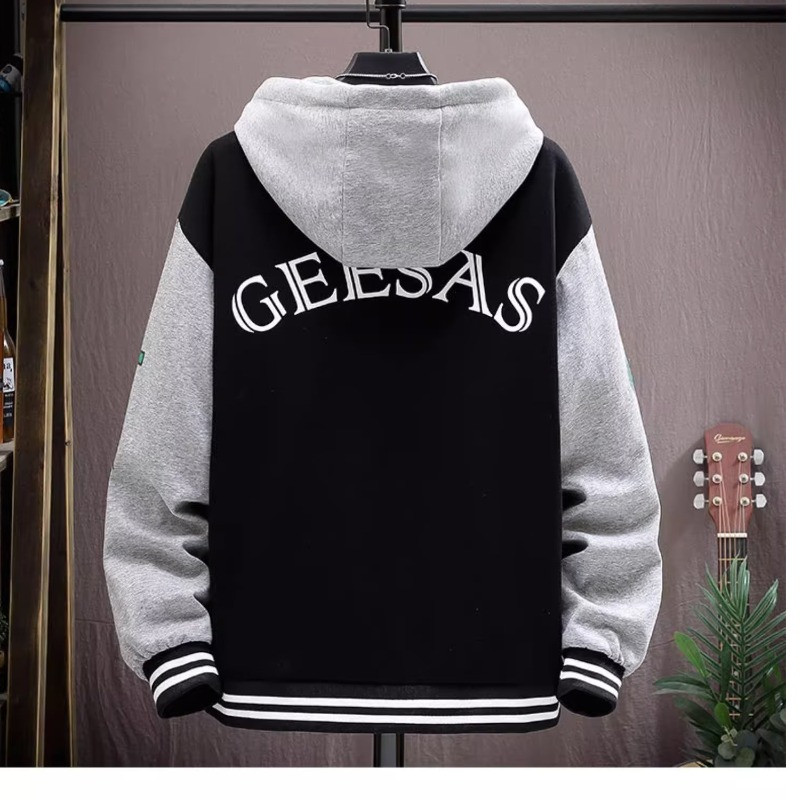 Korea vabaaja kapuutsiga jope, sügisene meeste pesapalli kampsun Harajuku High Street Fashion meesterõivad kvaliteetne nööpmantel