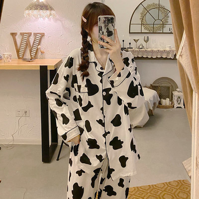 Πιτζάμες Γυναικεία Κορεάτικη Γλυκιά και Χαριτωμένη Διχτυωτή Κόκκινη Μακρυμάνικη Ζακέτα για κορίτσι Casual Παντελόνι Σπίτι Κοστούμι Γυναικεία Πιτζάμες