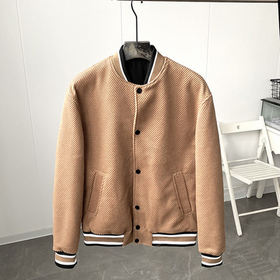 Garaouy 2022 Φθινόπωρο ανδρικό απλό ρετρό μπέιζμπολ ομοιόμορφα χρώματα με αντίθεση Bomber Jacket Leisure Παντός αγώνα Streetwear Αντρικό παλτό