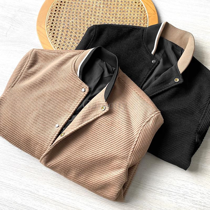 Garaouy 2022 Φθινόπωρο ανδρικό απλό ρετρό μπέιζμπολ ομοιόμορφα χρώματα με αντίθεση Bomber Jacket Leisure Παντός αγώνα Streetwear Αντρικό παλτό