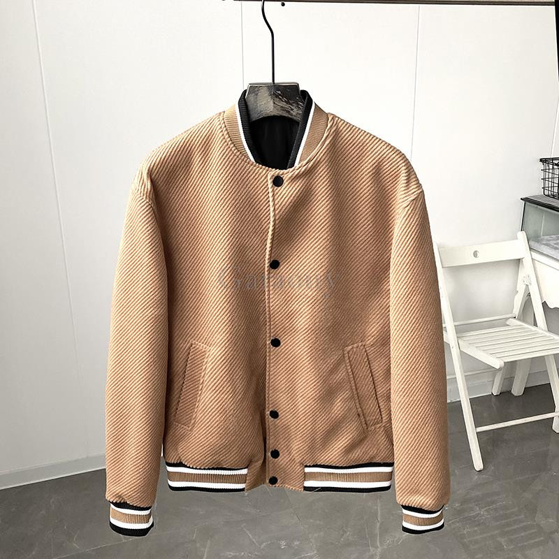 Garaouy 2022 Φθινόπωρο ανδρικό απλό ρετρό μπέιζμπολ ομοιόμορφα χρώματα με αντίθεση Bomber Jacket Leisure Παντός αγώνα Streetwear Αντρικό παλτό