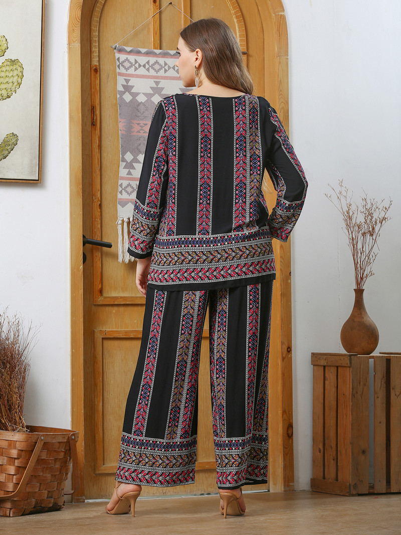 Suures suuruses naiste komplekt, 2023. aasta kevadsuvi lilleprinteriga kaheosaline naiste ülikond, suur kurvikas suurus naisteriided