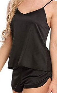 2021 S-XXXL Μεγάλο μέγεθος Sexy Faux Silk Γυναικείες πιτζάμες Κοστούμι με λαιμόκοψη σε V-λαιμόκοψη καμισόλε αμάνικο σορτς Γυναικείο σέρβις πιτζάμες για το σπίτι