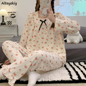 Ανοιξιάτικα γλυκά φαρδιά σετ πιτζάμες Γυναικείες βολάν Γαλλικού στυλ Κομψά υπνοδωμάτια για αναψυχή στο σπίτι Μοντέρνο μακρυμάνικο 2023