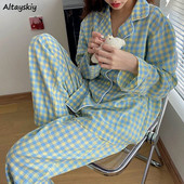Seturi de pijamale Femei Imbracaminte de casa minimalista Reduceri populare Toamna Confortabil Stil japonez Nou Basic Ins Doamnelor Guler răsturnat