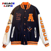 Jachetă americană Varsity Jachetă Bărbați Femei Hip Hop Unisex Harajuku Baseball Moda Cuplu Culor contrastante Jachete Bomber Varsity