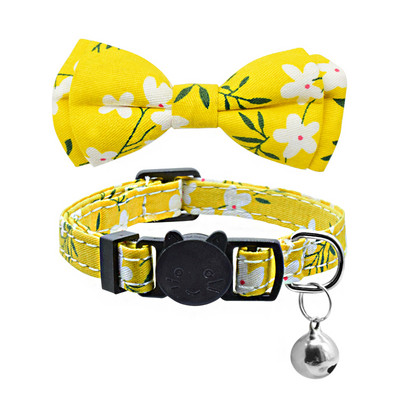 Υπέροχο παπιγιόν με κόμπο γιακά γάτα Κουδούνι ασφαλείας ρυθμιζόμενο κολιέ για γάτα Χαριτωμένο τύπωμα παπιγιόν Αξεσουάρ για κατοικίδια γατούλα για γατάκια