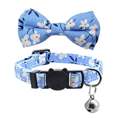 Υπέροχο παπιγιόν με κόμπο γιακά γάτα Κουδούνι ασφαλείας ρυθμιζόμενο κολιέ για γάτα Χαριτωμένο τύπωμα παπιγιόν Αξεσουάρ για κατοικίδια γατούλα για γατάκια