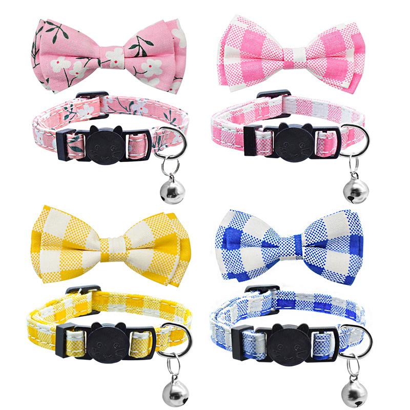 Υπέροχο παπιγιόν με κόμπο γιακά γάτα Κουδούνι ασφαλείας ρυθμιζόμενο κολιέ για γάτα Χαριτωμένο τύπωμα παπιγιόν Αξεσουάρ για κατοικίδια γατούλα για γατάκια