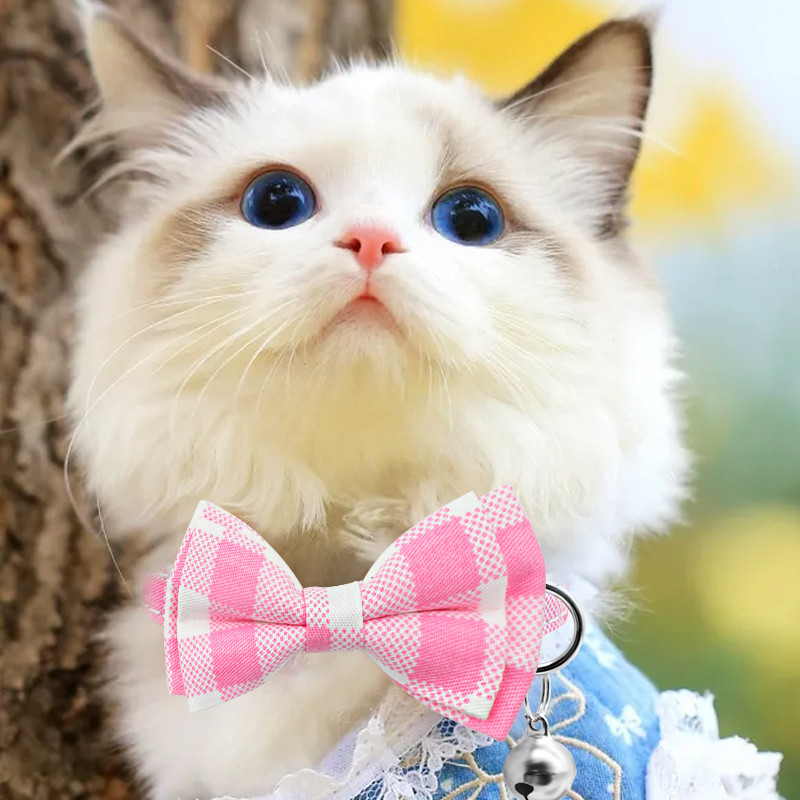 Υπέροχο παπιγιόν με κόμπο γιακά γάτα Κουδούνι ασφαλείας ρυθμιζόμενο κολιέ για γάτα Χαριτωμένο τύπωμα παπιγιόν Αξεσουάρ για κατοικίδια γατούλα για γατάκια