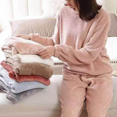 Sieviešu ziemas flaneļa pidžamas komplekts flīsa pidžamas guļamveļa mājas apģērbs biezs silts samts sieviešu uzvalks rudens džemperis Sieviešu pidžama