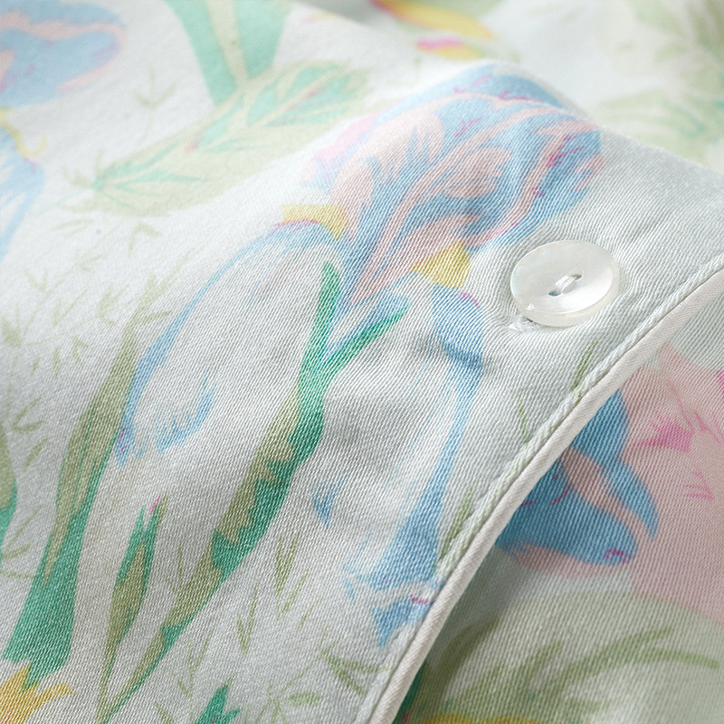 Σετ φλοράλ εμπριμέ σορτς πιτζάμες για γυναικεία ανοιξιάτικα και καλοκαιρινά βαμβακερά κοντό μανίκια Vanilla Mint Υψηλής ποιότητας οικιακό κοστούμι