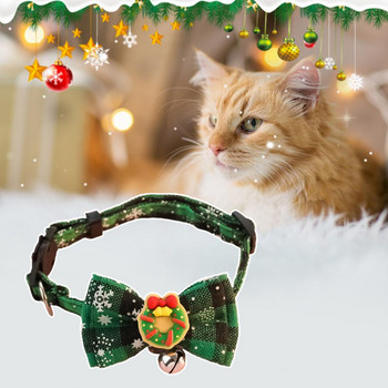 Χριστουγεννιάτικο κολάρο για κατοικίδια Φόρεμα με μεγάλο παπιγιόν Φεστιβάλ πόρπης γάτας με καμπάνα Άγιου Βασίλη Χριστουγεννιάτικο δέντρο άλκη χιονάνθρωπος κολάρο σκύλου για γάτα
