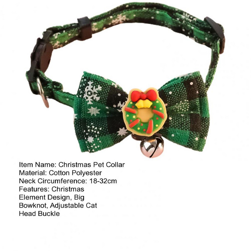 Χριστουγεννιάτικο κολάρο για κατοικίδια Φόρεμα με μεγάλο παπιγιόν Φεστιβάλ πόρπης γάτας με καμπάνα Άγιου Βασίλη Χριστουγεννιάτικο δέντρο άλκη χιονάνθρωπος κολάρο σκύλου για γάτα